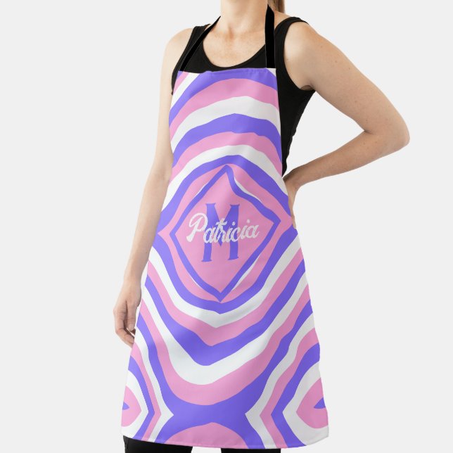 Mit Monogramm 70er Groovy pink & lila psychedelisc Schürze (InSitu)
