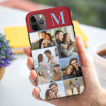 Mit Monogramm 7 FotoCollage auf Rot Case-Mate iPhone Hülle<br><div class="desc">Mit Monogramm Foto Collage iPhone Gehäuse, die Sie mit 7 Ihrer Lieblings-Fotos und Ihre erste personalisieren können. Die Vorlage ist für Sie bereit, um Ihre Fotos hinzuzufügen, arbeiten oben nach unten auf der verlassen Seite, dann oben nach unten auf der rechten Seite. Das Design hat einen roten Hintergrund und Ihr...</div>