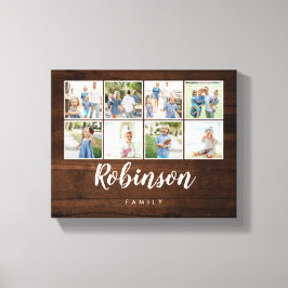 Mit Monogramm 8-Foto-Familienkollage Rustikales Ho Leinwanddruck