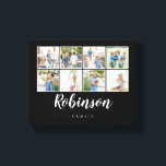 Mit Monogramm 8-Foto-Familienkollage Schwarz Leinwanddruck<br><div class="desc">Verwenden Sie Ihre Lieblings-Fotos,  um einen lustigen Sake zu machen,  um Ihre Zuhause zu dekorieren.</div>