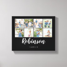 Mit Monogramm 8-Foto-Familienkollage Schwarz