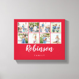 Mit Monogramm 8 Foto Family Collage Red Leinwanddruck