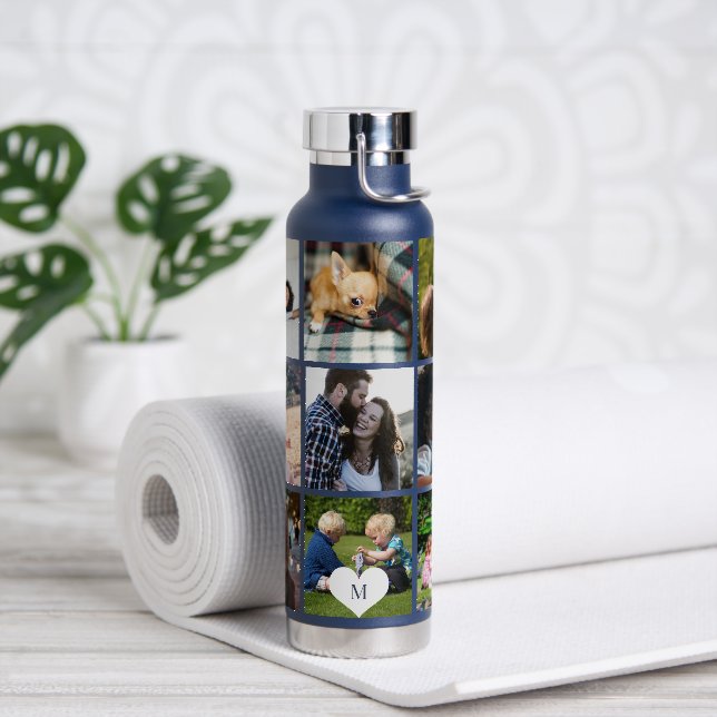 MIT MONOGRAMM 9 FOTOS PERSONALISIERT TRINKFLASCHE (Yoga)
