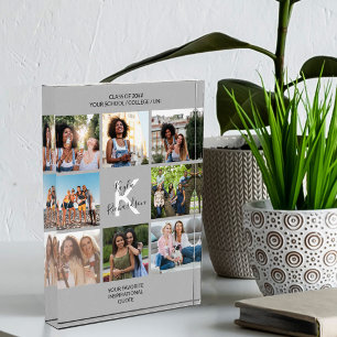 mit Monogramm Abschluss Zitat 8 Fotocollage grau Fotoblock