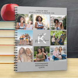 Mit Monogramm Abschluss Zitat 8 Fotocollage grau Notizblock
