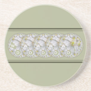 Mit Monogramm Abstrakte Daisy Blume Gelb Grau Getränkeuntersetzer