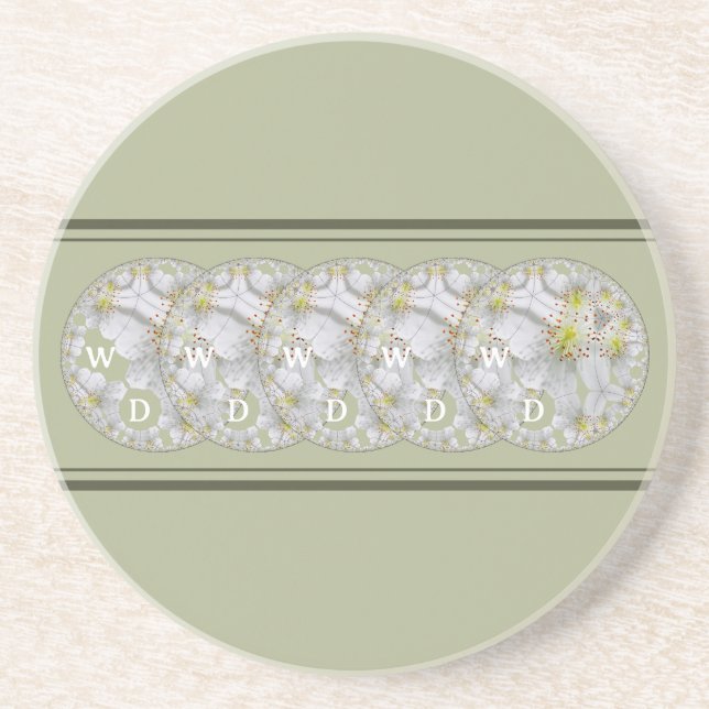 Mit Monogramm Abstrakte Daisy Blume Gelb Grau Getränkeuntersetzer (Vorne)