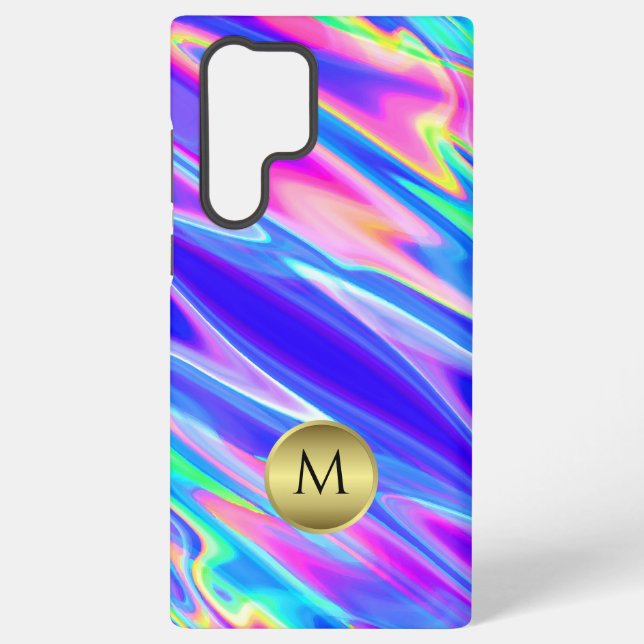 Mit Monogramm Abstrakte Holografie Samsung Galaxy Hülle (Rückseite)
