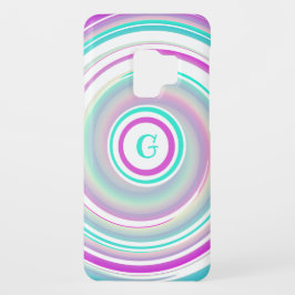 Mit Monogramm Abstrakter Lila und Aquamariner Swir iPhone 16 Hülle