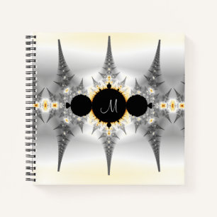 Mit Monogramm Abstraktes Silver Fraktal Notizbuch
