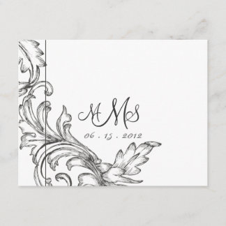 Mit Monogramm Acanthus Lavender & Black UAWG RSVP Karte
