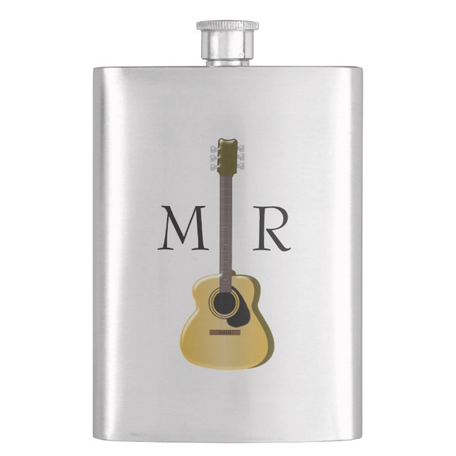 Mit Monogramm Akustikgitarre Flachmann (Vorderseite)