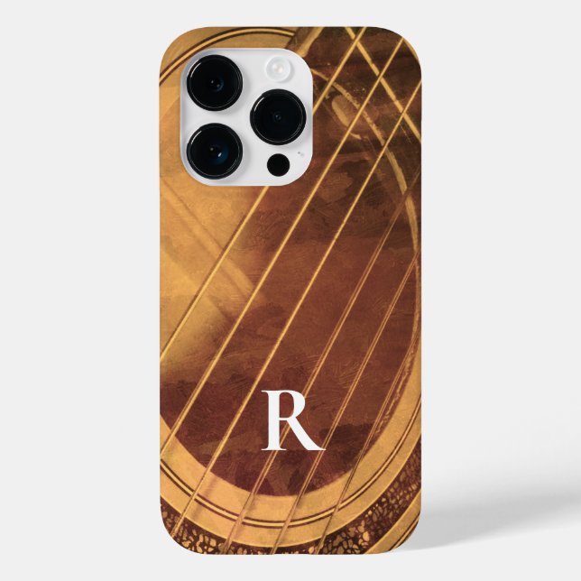 Mit Monogramm akustische Gitarre Case-Mate iPhone 14 Pro Hülle (Rückseite)