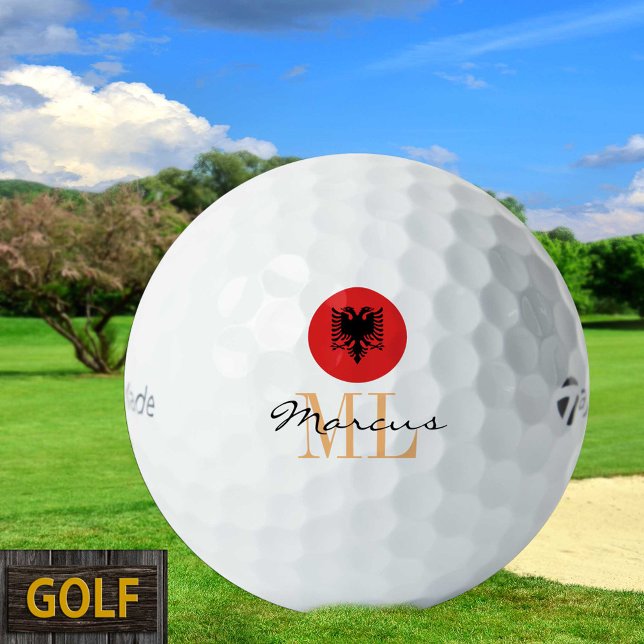 Mit Monogramm albanische Flagge und Albanien Golfball (Von Creator hochgeladen)