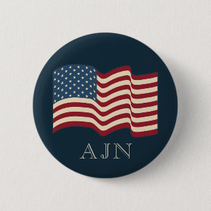 Mit Monogramm amerikanisches Flag-Button-Geschenk Button