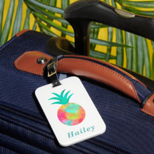 Mit Monogramm Ananas mit heller Wasserfarbe Gepäckanhänger