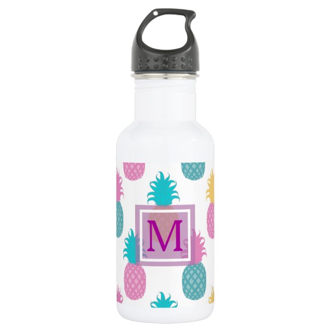 Mit Monogramm Ananas, süß Edelstahlflasche (Vorderseite)