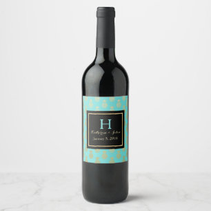 Mit Monogramm Ananas Weinetikett