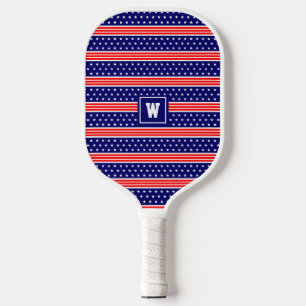 Mit Monogramm Anfänge der amerikanischen Flaggen u Pickleball Schläger