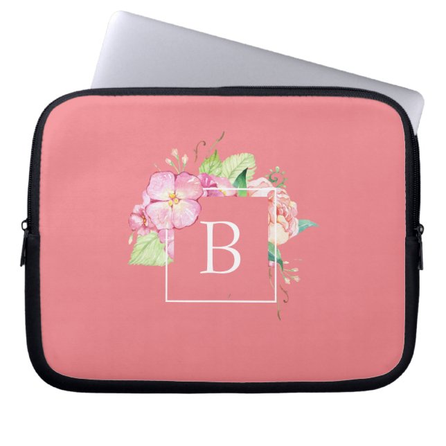 Mit Monogramm anfänglicher Abstrakter und rosafarb Laptopschutzhülle (Vorderseite)