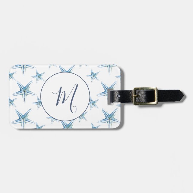 Mit Monogramm anfänglicher Wasserfarbenfänger Gepäckanhänger (Vorderseite horizontal)