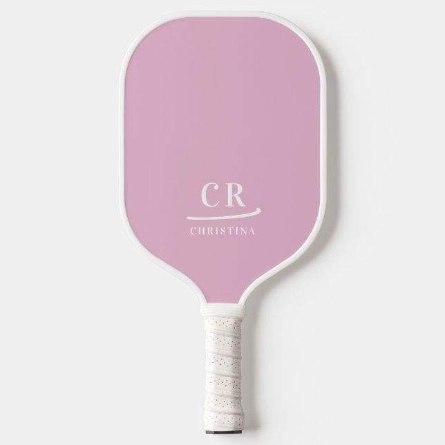 Mit Monogramm Anfangsbuchstaben Minimalistisch Ros Pickleball Schläger (Vorderseite)