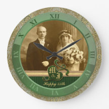 Mit Monogramm antike Damast-Goldgrün-Hochzeit
