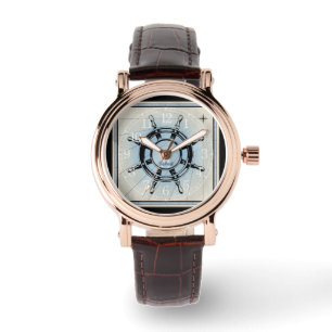 Mit Monogramm antike nautische Radkonstruktion, Armbanduhr