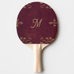 mit Monogramm antiker Lederlook Tischtennis Schläger