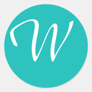 Mit Monogramm Aqua Runder Aufkleber