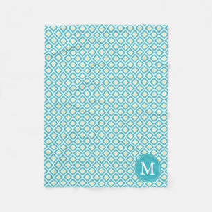 Mit Monogramm Aqua Yellow Diamonds Ikat Pattern Fleecedecke