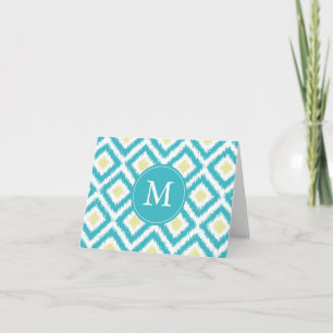 Mit Monogramm Aqua-Zitronen-Diamanten Ikat Muster