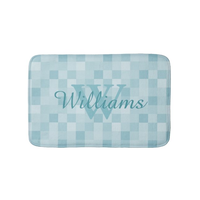 mit Monogramm aquamarin-blaue Mozaikfliesen-Badema Badematte (Vorderseite)
