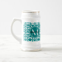 Mit Monogramm Aquamarine und weiße Owlen