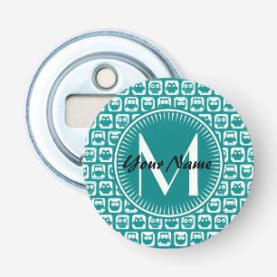 Mit Monogramm Aquamarine und weiße Owlen Flaschenöffner