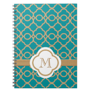 Mit Monogramm Aquamarinen und goldmarokkanischen Notizblock