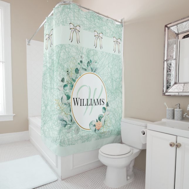 Mit Monogramm Aquamariner Duschvorhang (Beispiel)