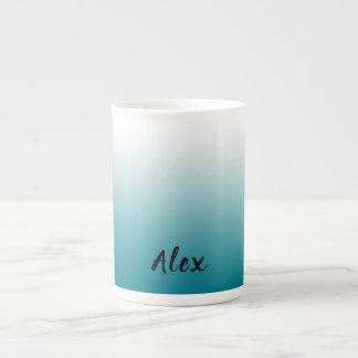 Mit Monogramm Aquamarines Blau- und Weißglas Matti Prozellantasse