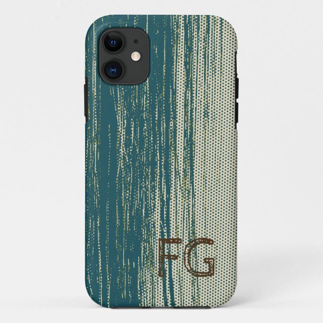 Mit Monogramm Aquamarines blaues Abstraktes Muster Case-Mate iPhone Hülle (Rückseite)