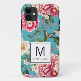 Mit Monogramm Aquamarines Blumenmuster Case-Mate iPhone Hülle