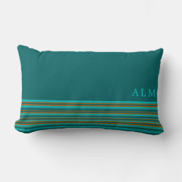 Mit Monogramm Aquamarines Türkis & Orange Streifen Lendenkissen