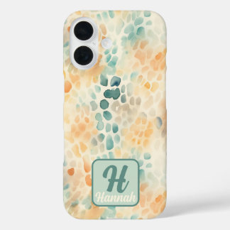 Mit Monogramm Aquarellblau iPhone 16 Hülle