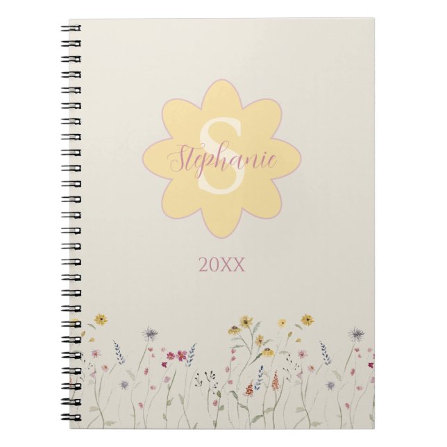 Mit Monogramm Aquarellblume Notizblock (Vorderseite)