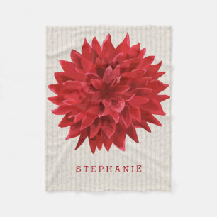 Mit Monogramm Aquarellrot-Blume Fleecedecke