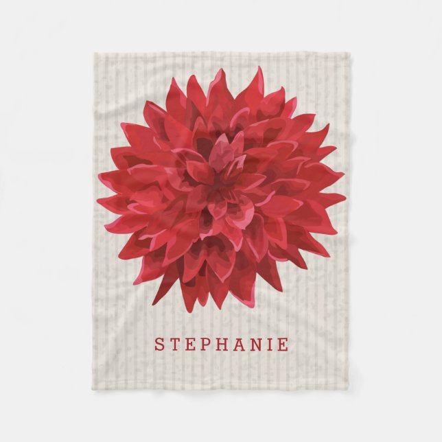 Mit Monogramm Aquarellrot-Blume Fleecedecke (Vorderseite)