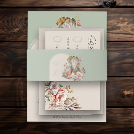 Mit Monogramm Arch Sage Green Floral Cowgirl Stief Einladungsbanderole