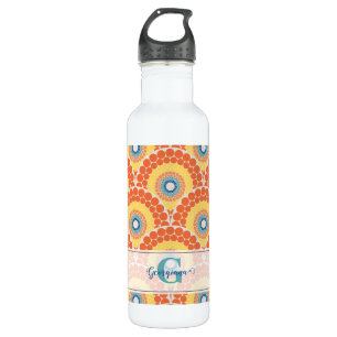 Mit Monogramm Art Deco Sommer Radiant Mandala Edelstahlflasche