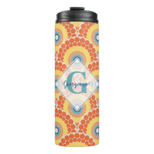 Mit Monogramm Art Deco Sommer Radiant Mandala Thermosbecher