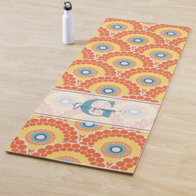 Mit Monogramm Art Deco Sommer Radiant Mandala Yogamatte (Beispiel)