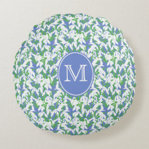Mit Monogramm auf Powder Blue Rundes Kissen